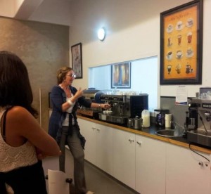 Natalie teaching us how to make a good Coffee