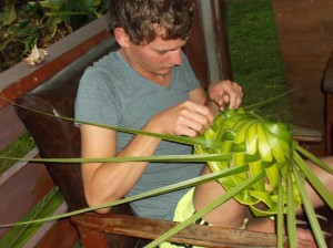 Hat weaving from a Coconut leaf