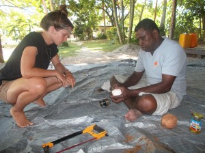 making jewelery from a coconut