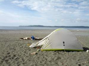 North Coast Trail, Day 1, tent, ocean