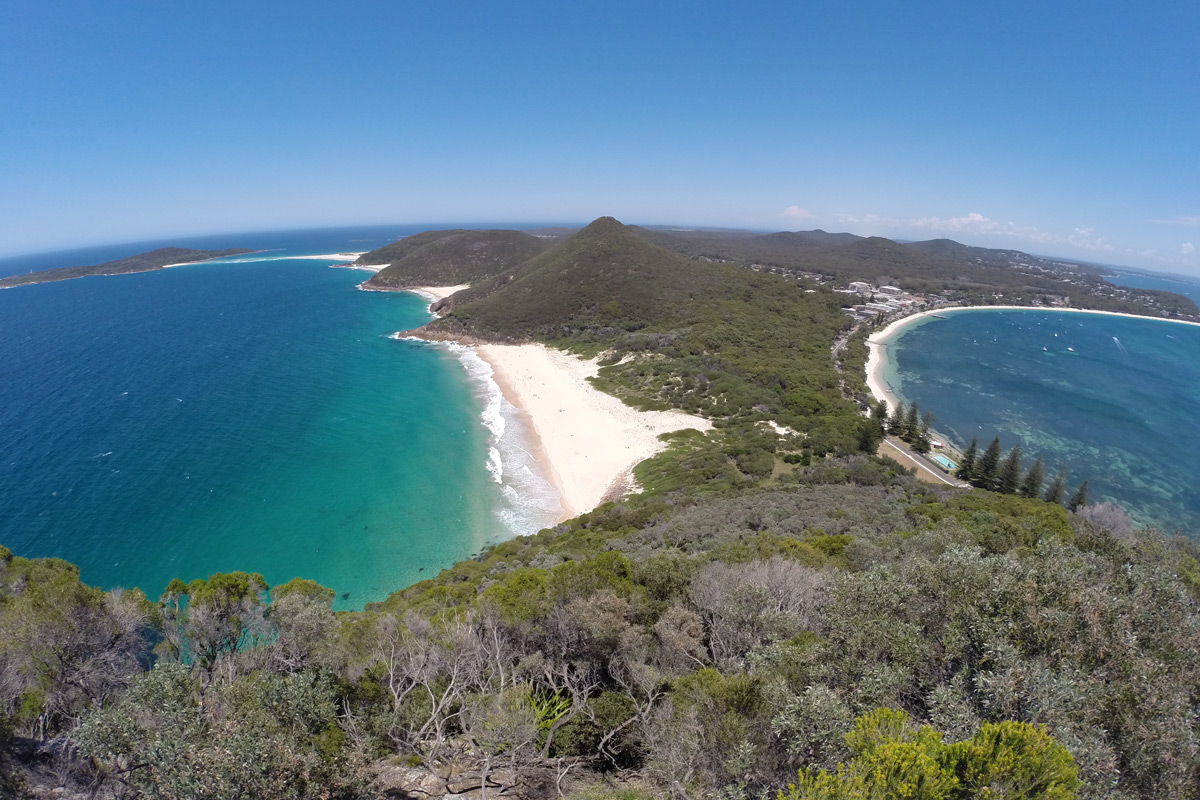 Aussicht vom Tomaree Head auf Port Stephens