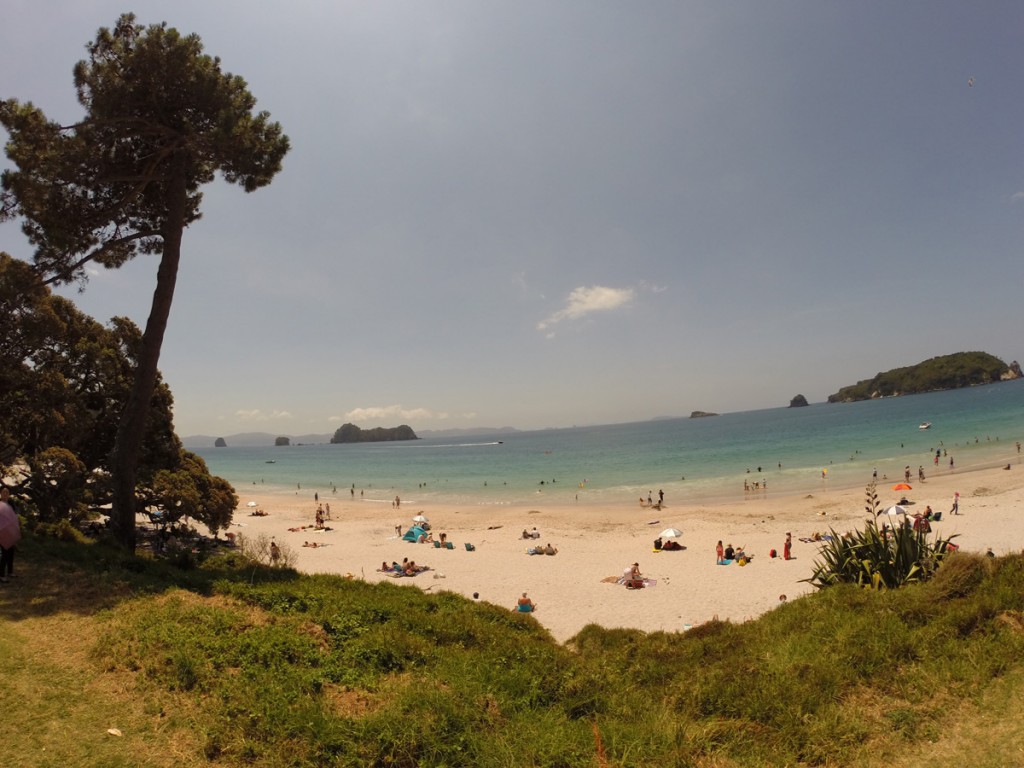 Der wunderschön gelegene Hahei Beach