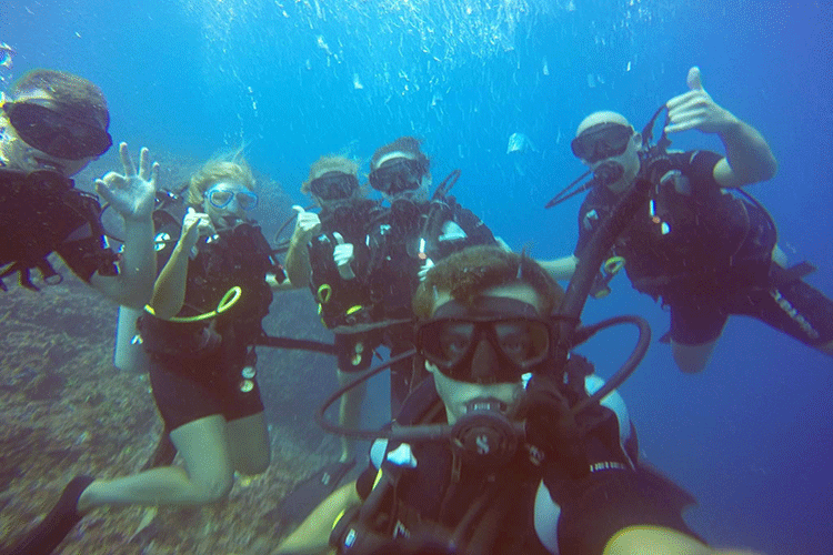 Gruppenfoto beim Tauchen