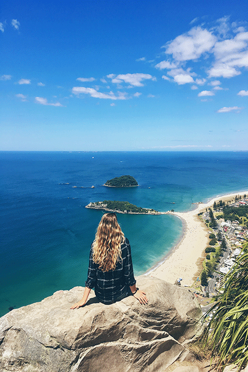 Der wunderschöne Ausblick von Mount Maunganui.